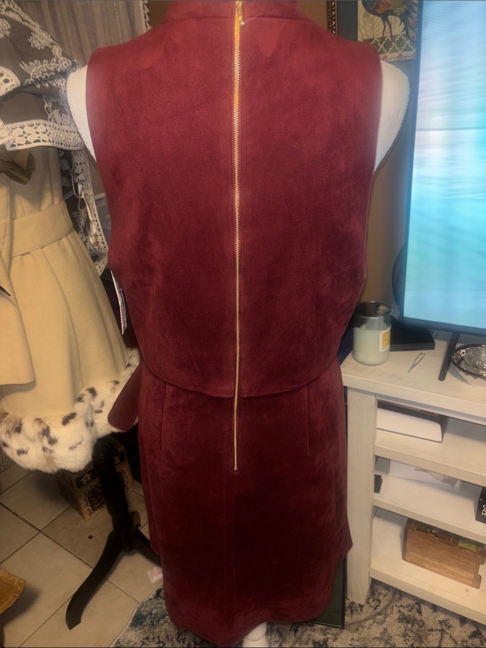 ANTONIO MELANI NWT "VELMA" SUEDE DRESS in CABERNET P2K GRECIA Tide - Picture 6 of 8